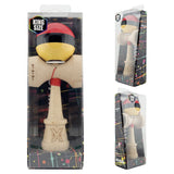 Kendama X Originala, Profesionala, Flippy, Super Sticky cu Cupe Mari KING SIZE V3, Gaura in Baza, Rulment Metalic, din lemn 18 cm, Ata 62/65 cm, Rosu/Negru/Galben- - vivimall.ro