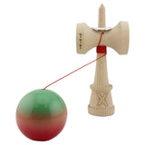 Kendama X Originala, Profesionala, Flippy, Super Sticky cu Cupe Mari KING SIZE V3, Gaura in Baza, Rulment Metalic, din lemn 18 cm, Ata 62/65 cm, Gradient Verde/Portocaliu/Rosu - vivimall.ro