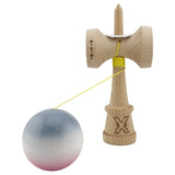 Kendama X Originala, Profesionala, Flippy, Super Sticky cu Cupe Mari KING SIZE V3, Gaura in Baza, Rulment Metalic, din lemn 18 cm, Ata 62/65 cm, Gradient Gri/Alb/Roz - vivimall.ro