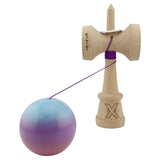 Kendama X Originala, Profesionala, Flippy, Super Sticky cu Cupe Mari KING SIZE V3, Gaura in Baza, Rulment Metalic, din lemn 18 cm, Ata 62/65 cm, Gradient Albastru/Mov/Roz - vivimall.ro
