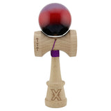 Kendama X Originala, Profesionala, Flippy, Super Sticky cu Cupe Mari KING SIZE V3, Gaura in Baza, Rulment Metalic, din lemn 18 cm, Ata 62/65 cm, Gradient Mov/Rosu/Negru - vivimall.ro