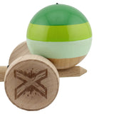 Kendama X Originala, Profesionala, Flippy, Super Sticky cu Cupe Mari KING SIZE V3, Gaura in Baza, Rulment Metalic, din lemn 18 cm, Ata 62/65 cm, Special Verde degrade - vivimall.ro