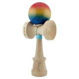 Kendama X Originala, Profesionala, Flippy, Super Sticky cu Cupe Mari KING SIZE V3, Gaura in Baza, Rulment Metalic, din lemn 18 cm, Ata 62/65 cm, Gradient Rosu/Galben/Albastru - vivimall.ro