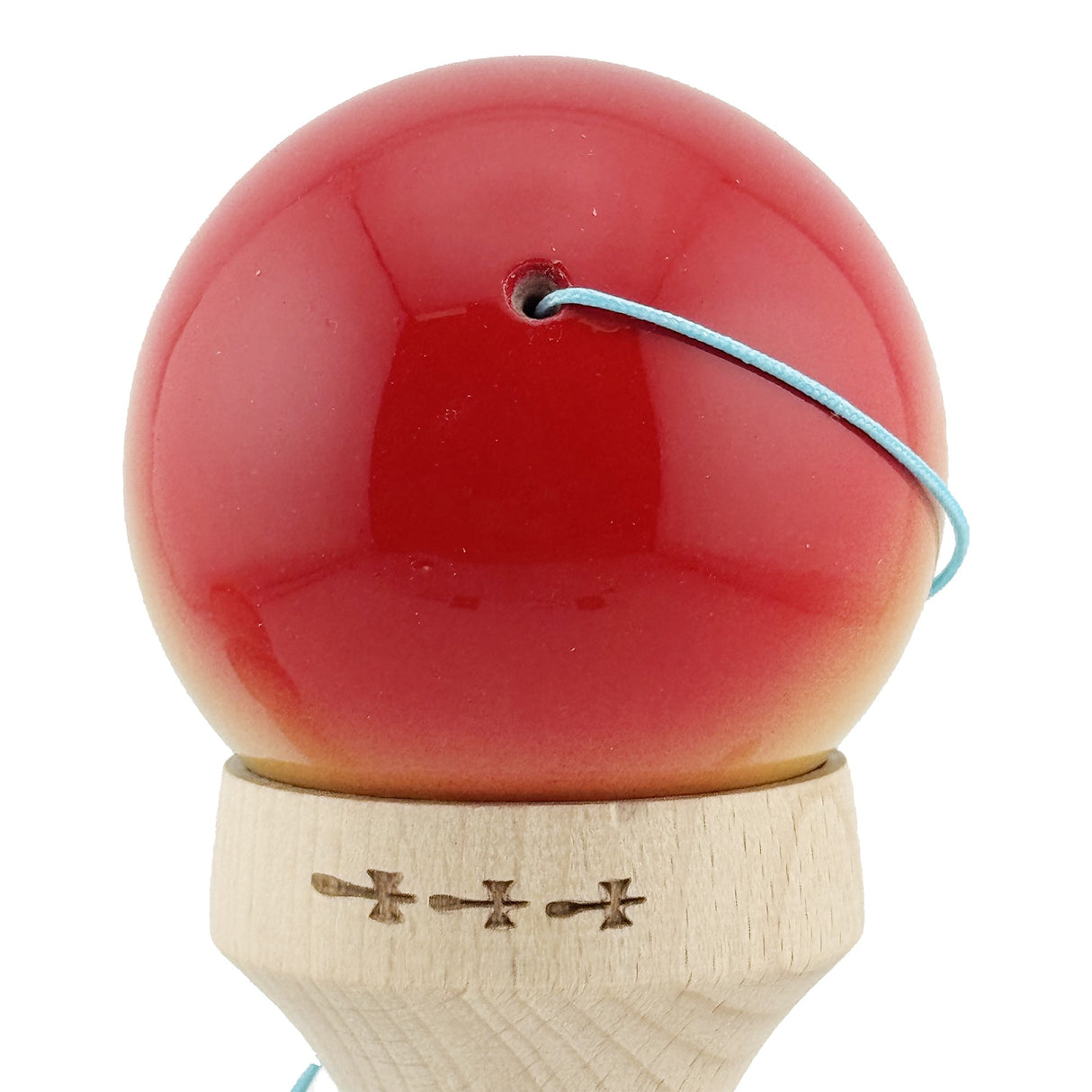 Kendama X Originala, Profesionala, Flippy, Super Sticky cu Cupe Mari KING SIZE V3, Gaura in Baza, Rulment Metalic, din lemn 18 cm, Ata 62/65 cm, Gradient Rosu/Galben/Albastru - vivimall.ro