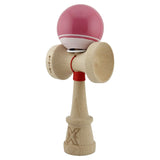 Kendama X Originala, Profesionala, Flippy, Super Sticky cu Cupe Mari KING SIZE V3, Gaura in Baza, Rulment Metalic, din lemn 18 cm, Ata 62/65 cm, Special Roz/Alb - vivimall.ro