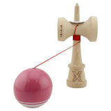 Kendama X Originala, Profesionala, Flippy, Super Sticky cu Cupe Mari KING SIZE V3, Gaura in Baza, Rulment Metalic, din lemn 18 cm, Ata 62/65 cm, Special Roz/Alb - vivimall.ro