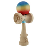 Kendama X Originala, Profesionala, Flippy, Super Sticky cu Cupe Mari KING SIZE V3, Gaura in Baza, Rulment Metalic, din lemn 18 cm, Ata 62/65 cm, Gradient Albastru/Galben/Rosu - vivimall.ro