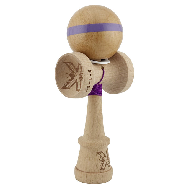 Kendama X Originala, Profesionala, Vivimall, Super Sticky, Cupe Mari KING SIZE V3, Gaura in Baza, Rulment Metalic, din lemn 18 cm, Ata 55 cm, Original Mov - vivimall.ro