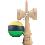 Kendama X Originala, Profesionala, Vivimall, Super Sticky din Lemn, 18 cm, Galben/Negru/Verde - vivimall.ro