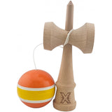 Kendama X Originala, Profesionala, Vivimall, Super Sticky din Lemn, 18 cm, Portocaliu/Galben/Alb - vivimall.ro