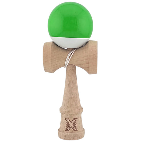 Kendama X Originala, Profesionala, Vivimall, Super Sticky din Lemn, 18 cm, Verde/Alb - vivimall.ro