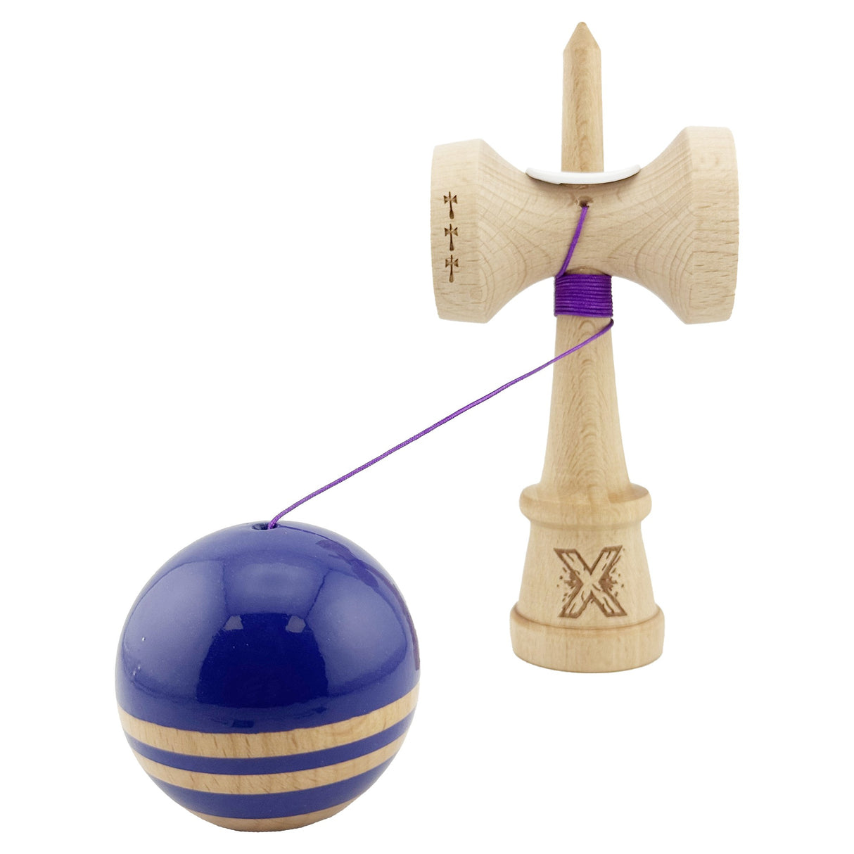 Kendama Originala X - Rainbow, Super Sticky, V3 King Size Cup, Gaura in Baza, Profesionala, Vivimall, din Lemn, 18 cm, Violet