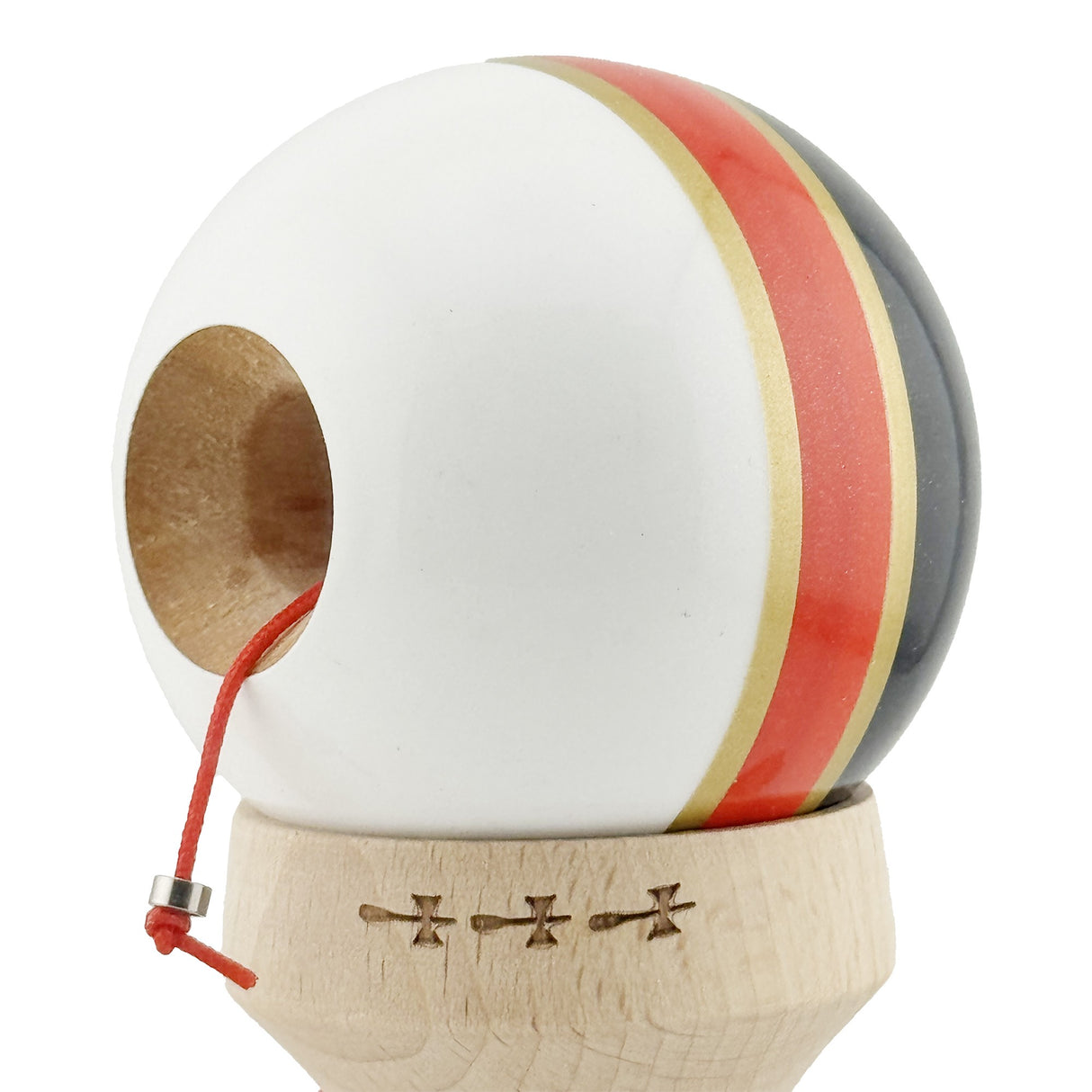 Kendama X Originala ROYAL SPIKE, Profesionala, Vivimall, Cupe Mari KING SIZE V3, Super Sticky, Gaura in Baza, Rulment Metalic, din lemn 18 cm, Ata 55 cm, Inel Rosu