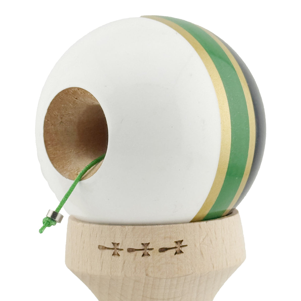 Kendama X Originala ROYAL SPIKE, Profesionala, Vivimall, Cupe Mari KING SIZE V3, Super Sticky, Gaura in Baza, Rulment Metalic, din lemn 18 cm, Ata 55 cm, Inel Verde