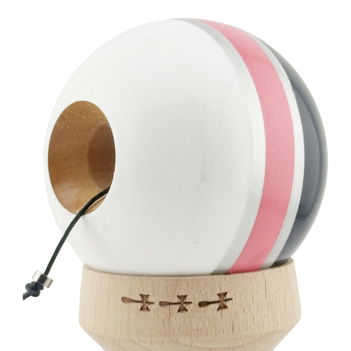 Kendama X Originala ROYAL SPIKE, Profesionala, Vivimall, Cupe Mari KING SIZE V3, Super Sticky, Gaura in Baza, Rulment Metalic, din lemn 18 cm, Ata 55 cm, Inel Roz