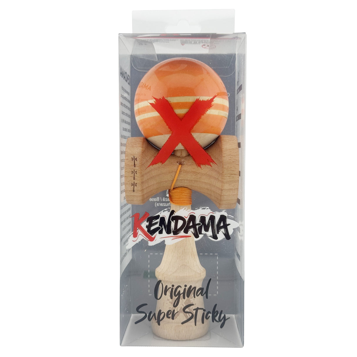 Kendama X Rainbow Originala, Profesionala, Flippy, Big Cups V2, Super Sticky cu Cupe Mari, Rulment Metalic, din lemn 18 cm, Ata 55 cm, Portocaliu/Maro - vivimall.ro