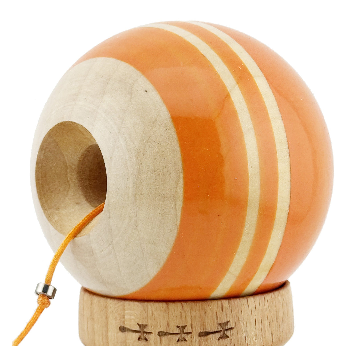 Kendama X Rainbow Originala, Profesionala, Flippy, Big Cups V2, Super Sticky cu Cupe Mari, Rulment Metalic, din lemn 18 cm, Ata 55 cm, Portocaliu/Maro - vivimall.ro