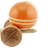 Kendama X Rainbow Originala, Profesionala, Flippy, Big Cups V2, Super Sticky cu Cupe Mari, Rulment Metalic, din lemn 18 cm, Ata 55 cm, Portocaliu/Maro - vivimall.ro