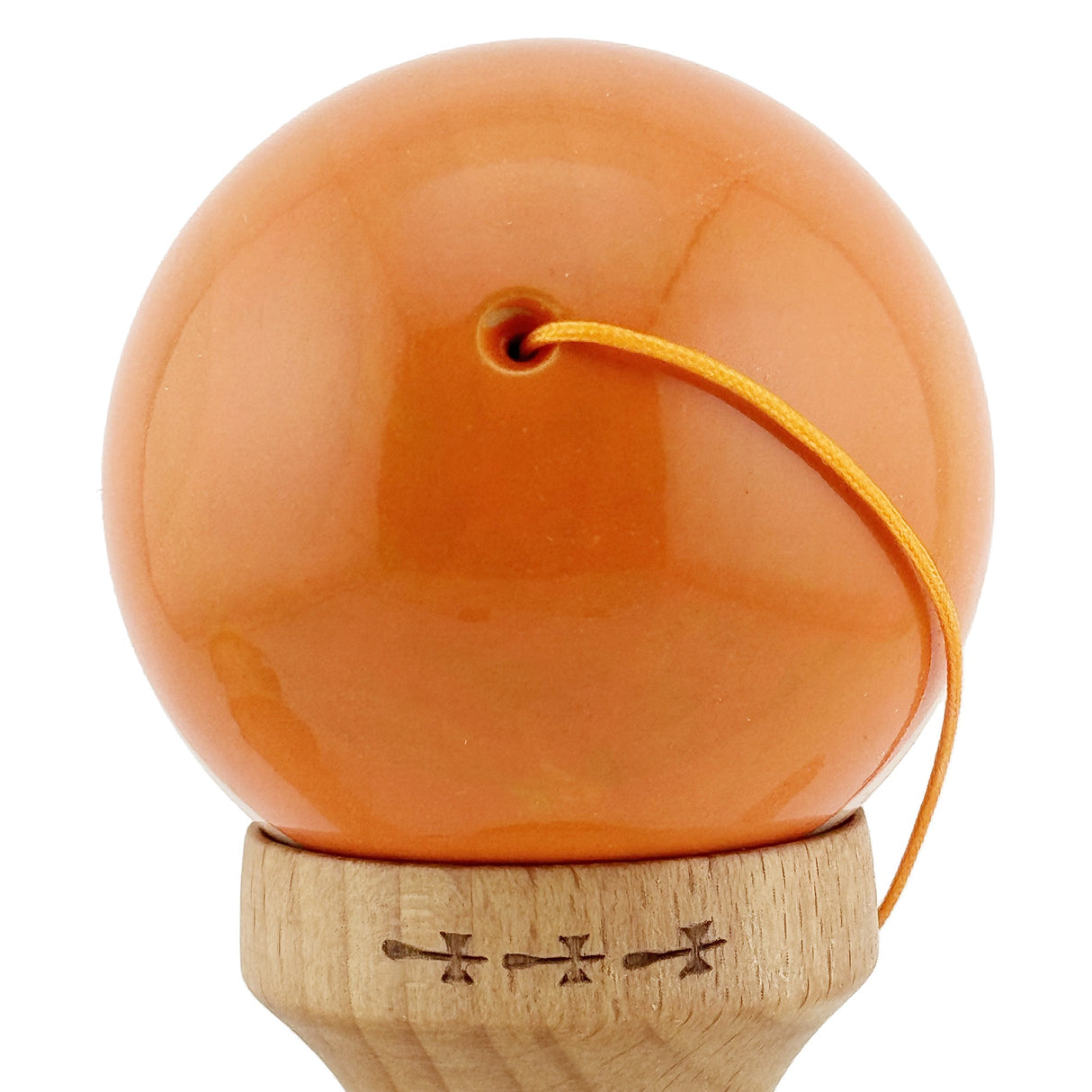 Kendama X Rainbow Originala, Profesionala, Flippy, Big Cups V2, Super Sticky cu Cupe Mari, Rulment Metalic, din lemn 18 cm, Ata 55 cm, Portocaliu/Maro - vivimall.ro