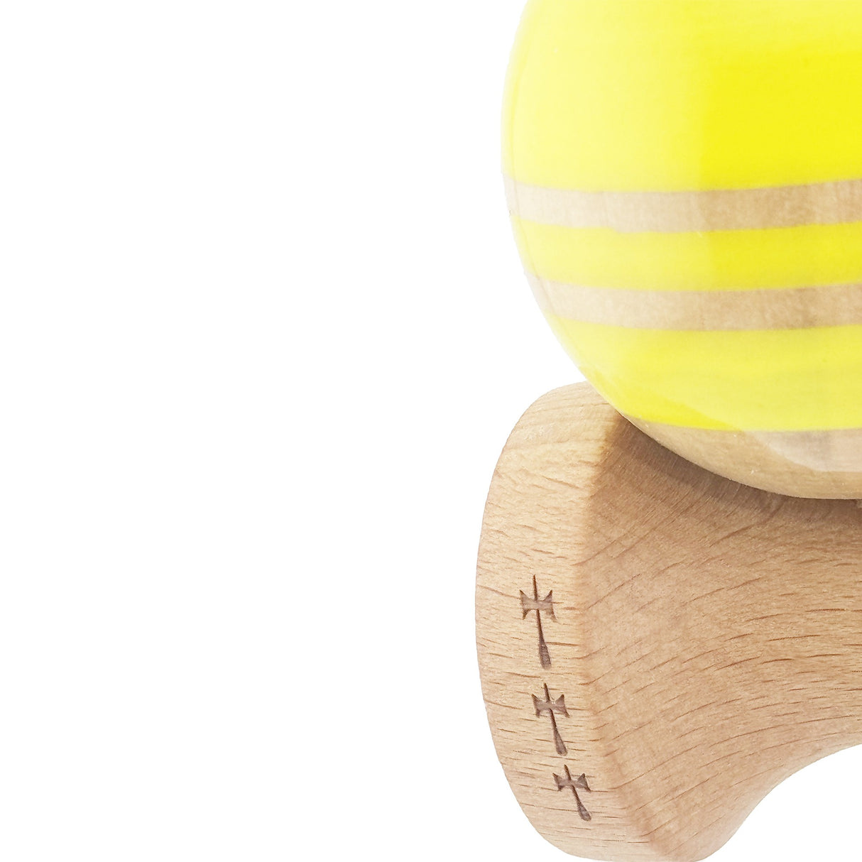 Kendama X Rainbow Originala, Profesionala, Flippy, Big Cups V2, Super Sticky cu Cupe Mari, Rulment Metalic, din lemn 18 cm, Ata 55 cm, Galben/Maro - vivimall.ro
