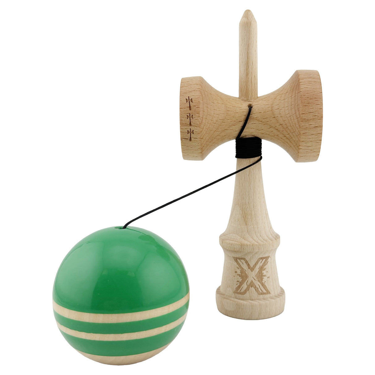 Kendama Originala X - RAINBOW , Profesionala, Vivimall, din Lemn, 18 cm, Verde -largel balls+large handle  +Original Super Sticky
