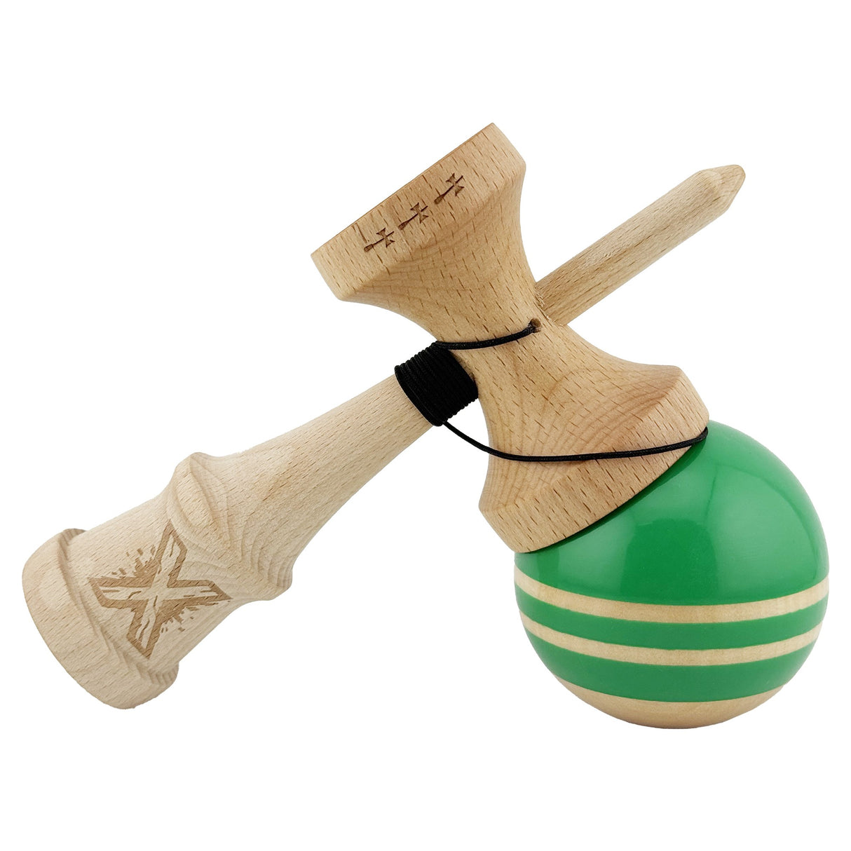 Kendama Originala X - RAINBOW , Profesionala, Vivimall, din Lemn, 18 cm, Verde -largel balls+large handle  +Original Super Sticky