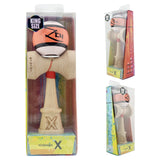 Kendama X Zen Series Originala, Profesionala, Vivimall, Super Sticky cu Cupe Mari V3, King Size Cups, Rulment Metalic si Gaura in Baza, din Lemn 18 cm, Ata 55 cm, Coral