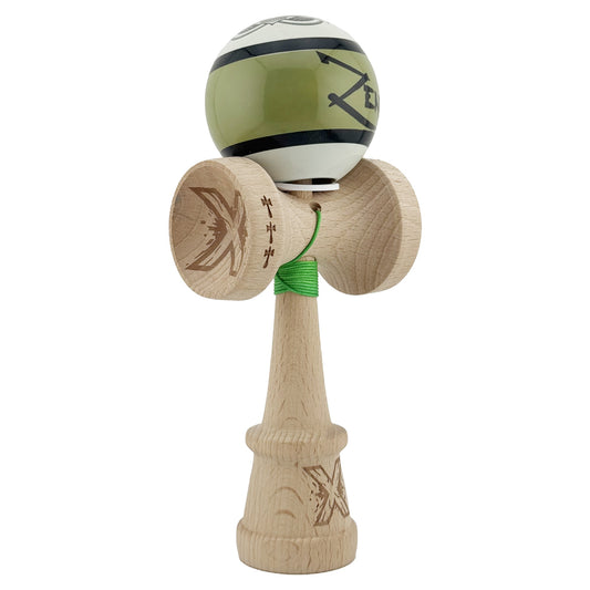 Kendama X Zen Series Originala, Profesionala, Vivimall, Super Sticky cu Cupe Mari V3, King Size Cups, Rulment Metalic si Gaura in Baza, din Lemn 18 cm, Ata 55 cm, Verde - vivimall.ro