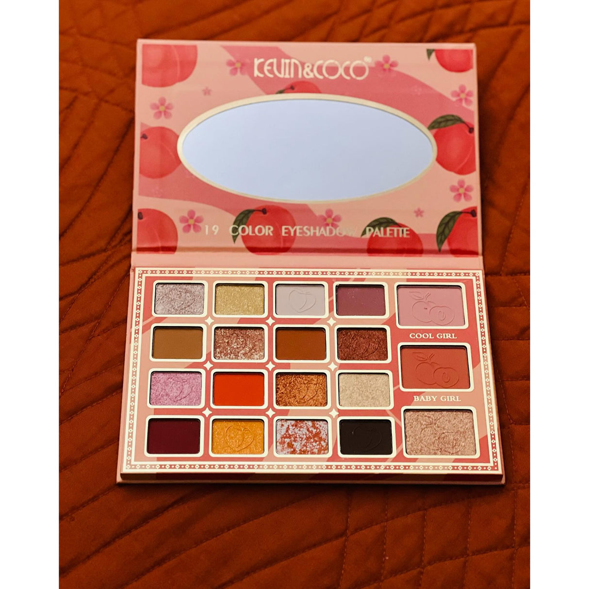 Palete de Machiaj, KEVIN & COCO, Peach, Fard de Pleoape, 19 culori, 19x13x1.5 cm - vivimall.ro