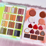 Set de Machiaj Kevin&Coco, 38 culori, Fard Ochi, Iluminatoare si Contouring, Husa Pufoasa, Model Broscuta, 17.3x12.5x5 cm, Multicolor - vivimall.ro