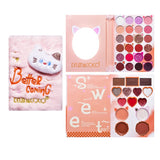 Set de Machiaj Kevin&Coco, 38 culori, Fard Ochi, Iluminatoare si Contouring, Husa Pufoasa, Model Pisicuta, 17.3x12.5x5 cm, Multicolor - vivimall.ro