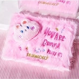 Set de Machiaj Kevin&Coco, 6 culori Blush, Husa Pufoasa, Model Pisicuta, 17.3x12.5x5 cm, Multicolor - vivimall.ro