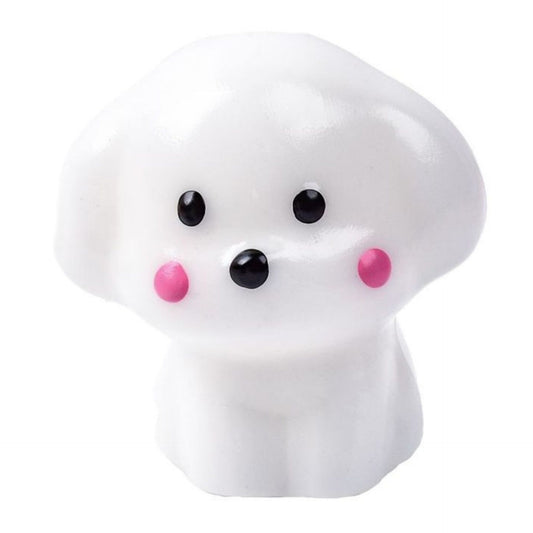 Jucarie Interactiva Antistres pentru Copii, Flippy, Squishy Catelus Kawaii, Silicon Moale, 4.5 x 4.5 cm, Alb/Roz - vivimall.ro