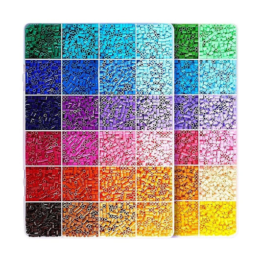 Kit mărgele perle DIY 3D cu 4000 piese în 48 culori, 2.6 mm, cutie organizatoare compartimentată, vedere de ansamblu