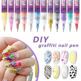 Kit nail art Flippy deschis, markere multicolor dispuse în set, dimensiuni 13 x 10 cm