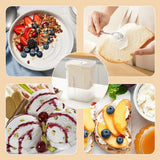 Kit Presa Pentru Branza, Vivimall, Filtru de Iaurt, Strecuratoare de Iaurt Grecesc, Filtru de lapte, 18x9.7x13 cm, Lingura Alba 20x1.6 cm, Alb - vivimall.ro