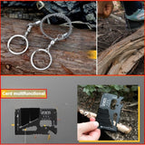 Kit supravietuire multifunctional 16 in 1 Vivimall, Instrumente profesionale, Agatatoare ghiozdan, pentru Camping, Drumetii, Aventuri in aer liber, borseta inclusa, negru - vivimall.ro