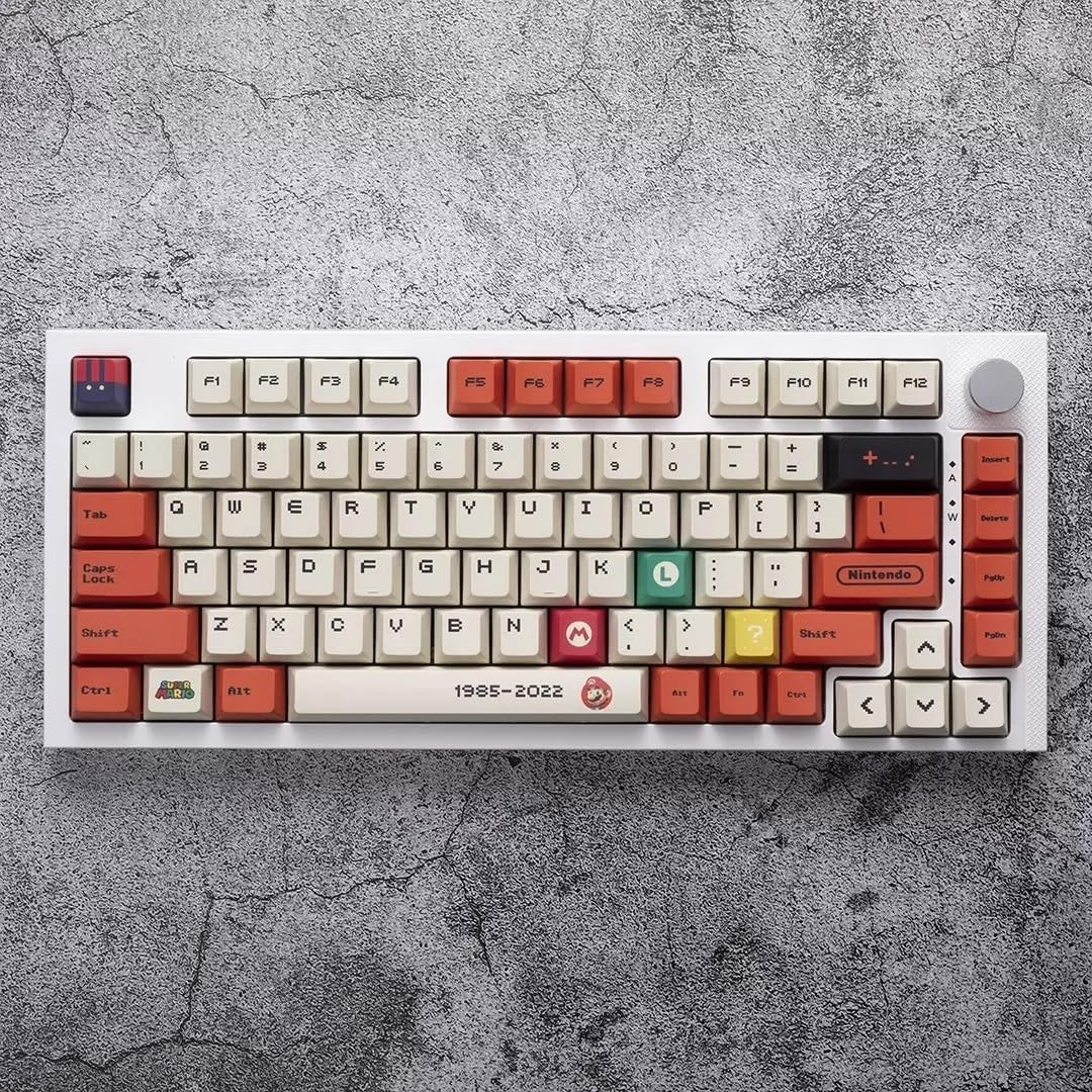 Kit Taste Super Mario, Vivimall, PBT Keycaps, Compatibil cu 99% dintre Tastaturile Mecanice, 124 Taste, Multicolor - vivimall.ro