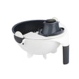 Tocator Multifunctional, Vivimall, Lame Otel Inoxidabil, cu Suport Scurgere, Maner, Protectie Mana, 22x22x12 cm, Alb Negru - vivimall.ro