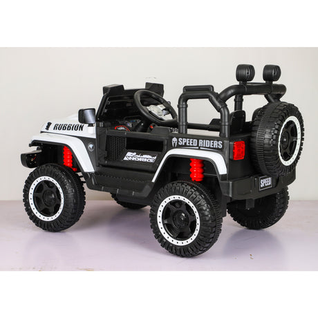 Masina Electrica pentru Copii, Vivimall, Off-Road, Conectare Bluetooth, telecomanda, Tractiune Spate, Lumina Intermitenta, Baterie 12V 7Ah, 120 x 63 x 68cm, Alb - vivimall.ro