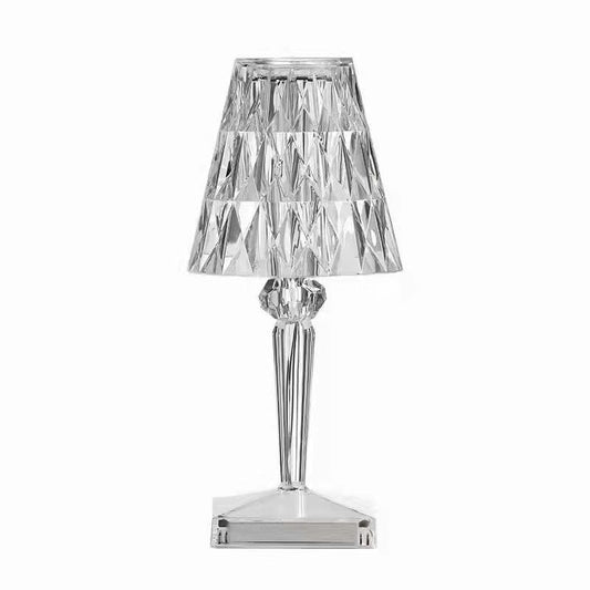 Lampa de birou pe LED RGB 16, Vivimall, dimmer tactil, 3 nivele de intensitate, incarcare USB, 3W, Cristal Acrilic, 26x12 cm, cu telecomanda, transparent - vivimall.ro