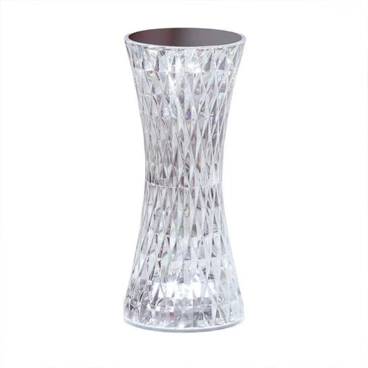 Lampa de birou pe LED RGB 16, Vivimall, dimmer tactil, 3 nivele de intensitate, incarcare USB, 3W, Cristal Acrilic, 8x19 cm, cu telecomanda, forma vaza, model 2, transparent - vivimall.ro