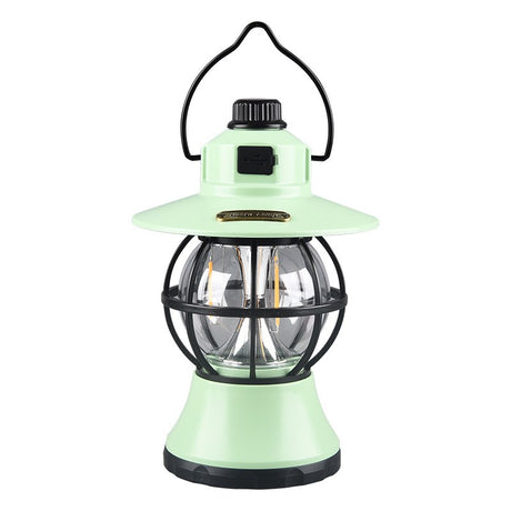 Lampă de camping retro portabilă, Felinar Vintage LED ABS,  Acumulator inclus 1200 mAh, reincarcabila, 3 moduri de iluminare, intensitate reglabila,Lampa portabila pentru cort în aer liber,  Mint - vivimall.ro