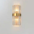 Aplică de perete din inox auriu și cristal transparent, 35×18 cm, lumină caldă rece neutră, vedere frontală