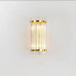 Aplică de perete din inox auriu și cristal transparent, 35×16 cm, lumină caldă-rece-neutră, vedere frontală