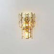 Aplică de perete din inox auriu și cristal transparent, 39x24 cm, lumină caldă rece neutră, vedere frontală