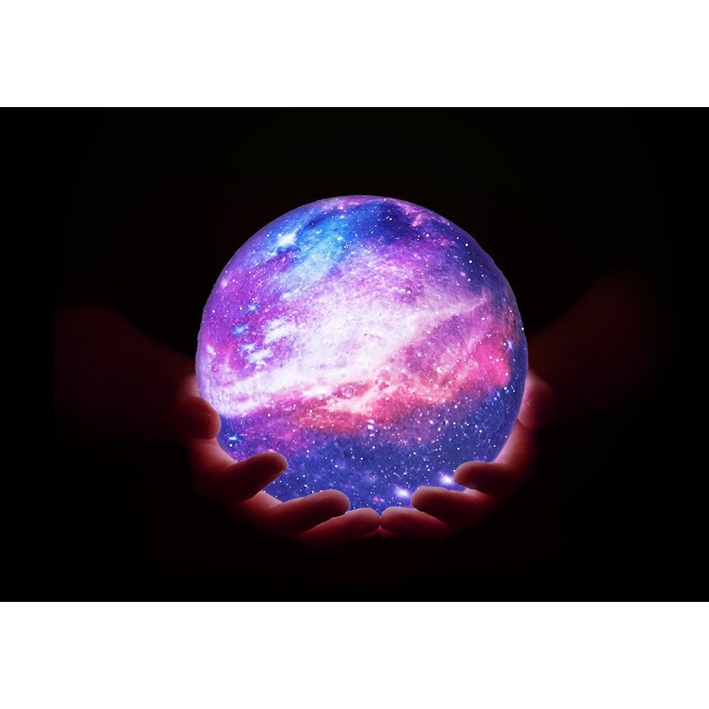 Éjszakai fény távirányítóval, hold alakú csillagokkal, 3D holdfény, 7 színben, elemes, fa állvánnyal, 15 cm