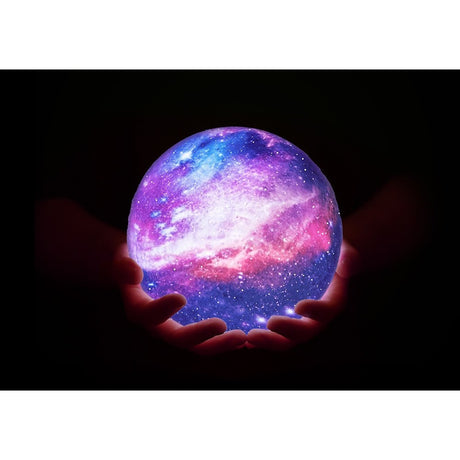 Éjszakai fény távirányítóval, hold alakú csillagokkal, 3D holdfény, 7 színben, elemes, fa állvánnyal, 15 cm
