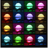 Lampa de veghe cu telecomanda in forma de Saturn 3D Saturn Light 16 culori, alimentare baterii, stand lemn inclus, 15 cm, Vivimall - vivimall.ro