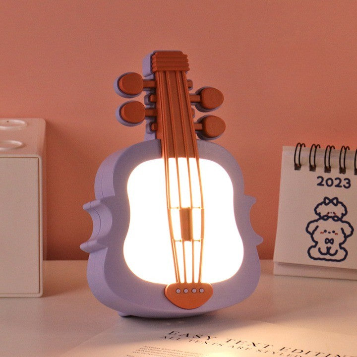 Lampa de Veghe, Vivimall, cu Protectie pentru Ochi, Model Violina, Lumina Calda, Incarcare USB, ABS, 14.3x5x9.9 cm, Mov/ Portocaliu - vivimall.ro